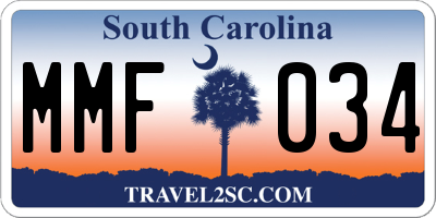 SC license plate MMF034