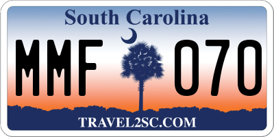 SC license plate MMF070