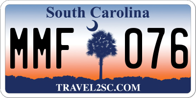 SC license plate MMF076