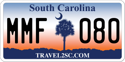 SC license plate MMF080