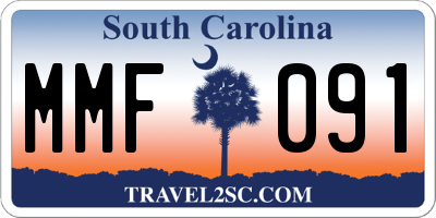 SC license plate MMF091