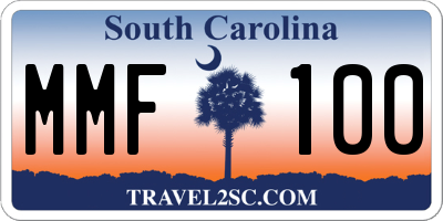 SC license plate MMF100