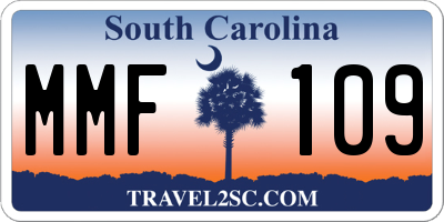 SC license plate MMF109
