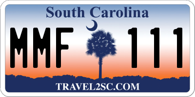 SC license plate MMF111