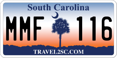 SC license plate MMF116