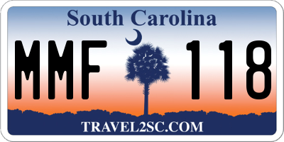SC license plate MMF118
