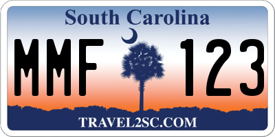 SC license plate MMF123