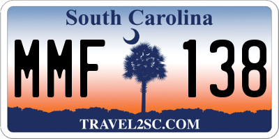 SC license plate MMF138