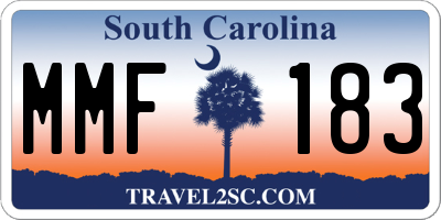 SC license plate MMF183
