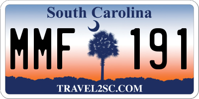SC license plate MMF191