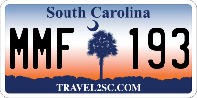 SC license plate MMF193