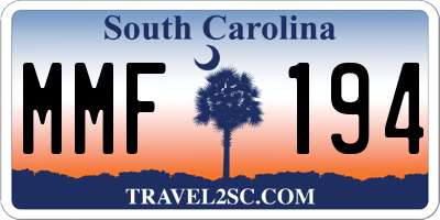 SC license plate MMF194