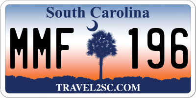 SC license plate MMF196