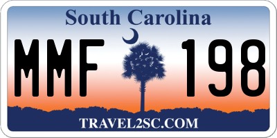 SC license plate MMF198