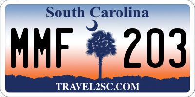 SC license plate MMF203