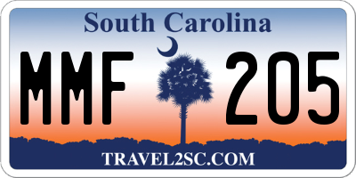 SC license plate MMF205