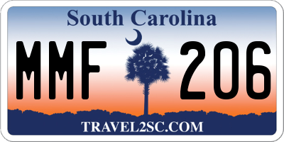 SC license plate MMF206
