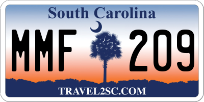 SC license plate MMF209