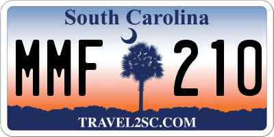 SC license plate MMF210