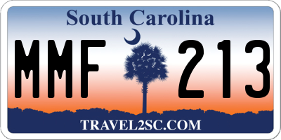SC license plate MMF213
