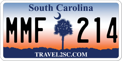SC license plate MMF214