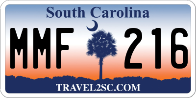 SC license plate MMF216