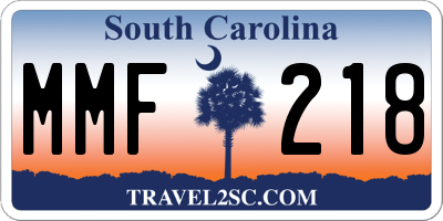 SC license plate MMF218