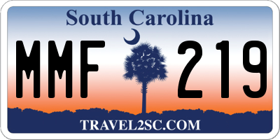 SC license plate MMF219