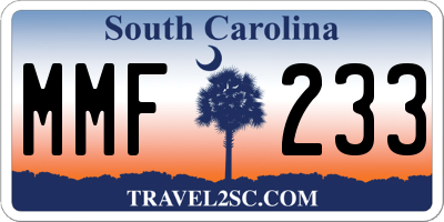 SC license plate MMF233