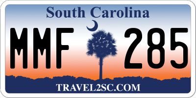 SC license plate MMF285