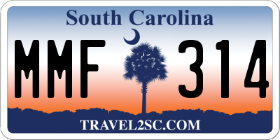 SC license plate MMF314