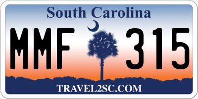 SC license plate MMF315