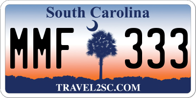 SC license plate MMF333