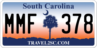 SC license plate MMF378