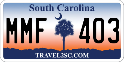 SC license plate MMF403