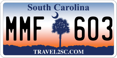 SC license plate MMF603