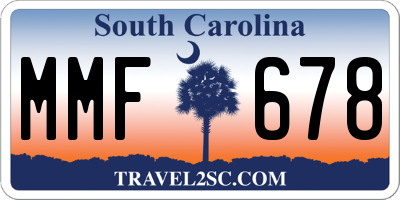 SC license plate MMF678