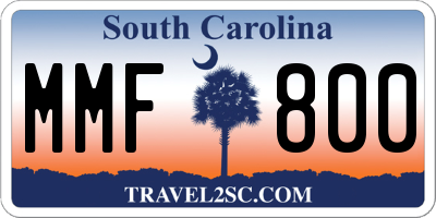 SC license plate MMF800
