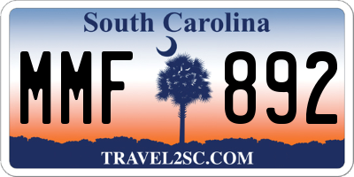 SC license plate MMF892