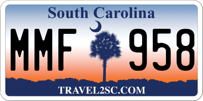 SC license plate MMF958