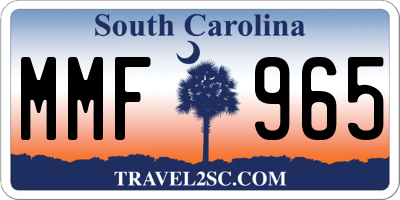 SC license plate MMF965