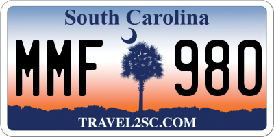 SC license plate MMF980