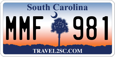 SC license plate MMF981