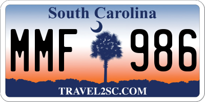 SC license plate MMF986