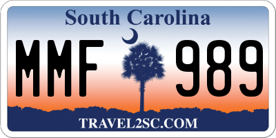 SC license plate MMF989