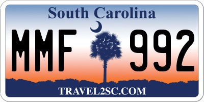 SC license plate MMF992