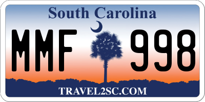 SC license plate MMF998