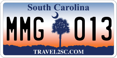 SC license plate MMG013