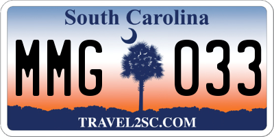 SC license plate MMG033