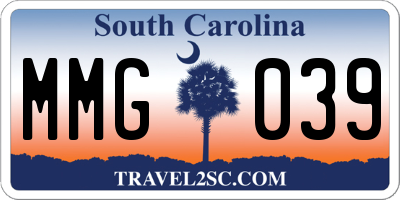 SC license plate MMG039